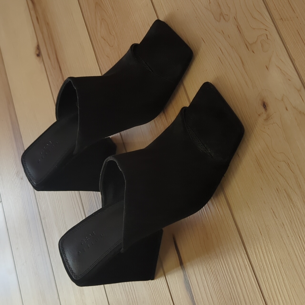 ASOS Design Black chunky heel mules size 8 - Picture 3 of 12